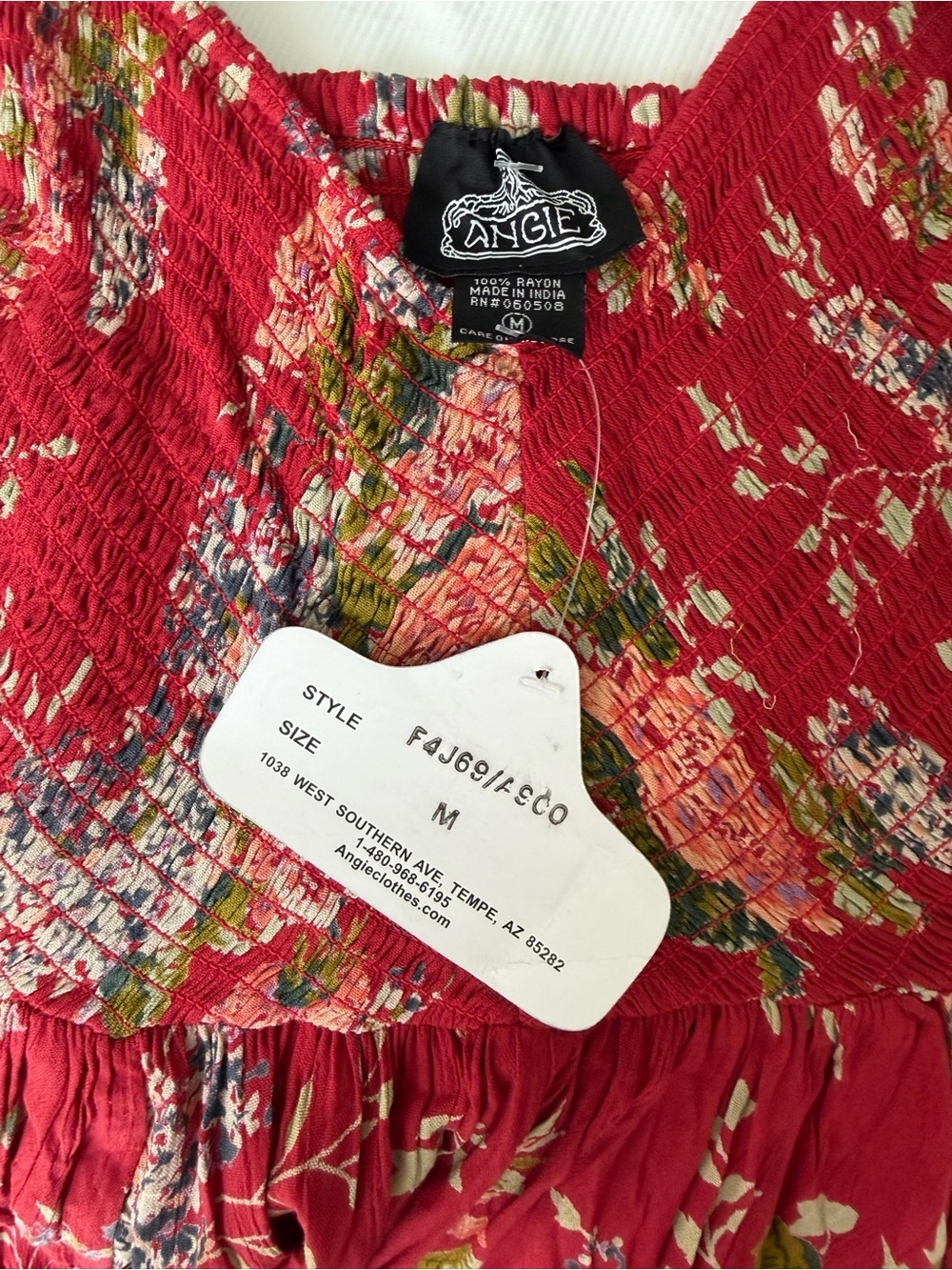 Angie Red Floral Smocked Sundress - Picture 4 of 5